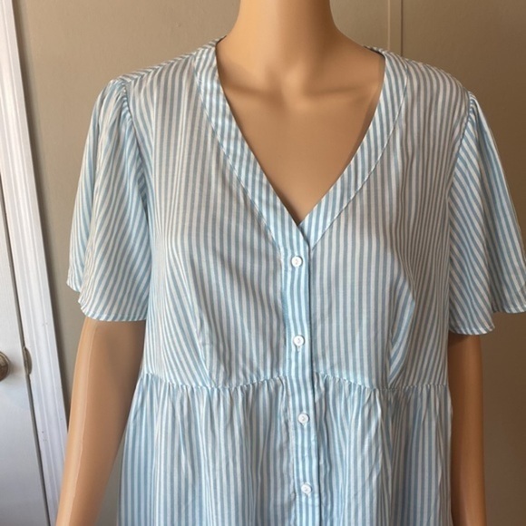 Isabel maternity size X-Large light blue /white striped light weight - Picture 2 of 6